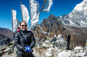 Feeling euphoric on top of my Himalayan mountain summit in the Langtang Valley, Nepal. Photo by Lauren Harvey.