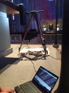 Allyson takes a high-resolution scan of the alter's tree rings for analysis.